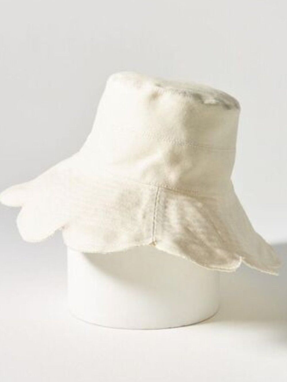 Flower Canvas Bucket Hat By Anthropologie in Ivory NWT